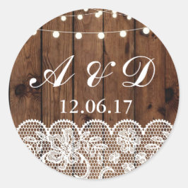 木の素朴冬レースライトステッカーラベル ラウンドシール