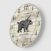 木の素朴家族の名前歩くクマ大時計 ラージ壁時計 (傾斜)