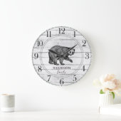 木の素朴家族の名前歩くクマ大時計 ラージ壁時計 (ホーム)