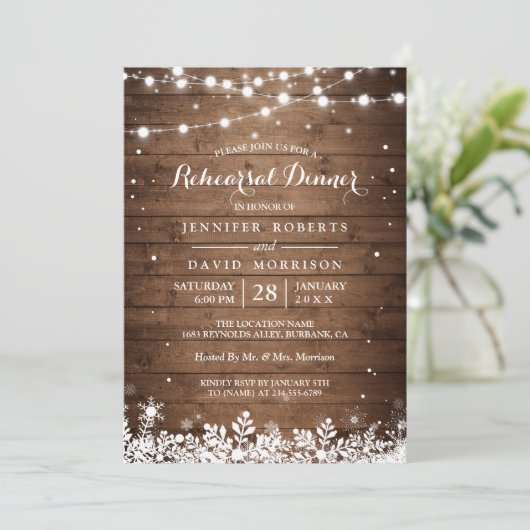 木の素朴弦のライトウィンターリハーサルディナー 招待状 (スタンド正面)