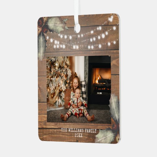 木の素朴弦のライトクリスマス メタルオーナメント (正面左)