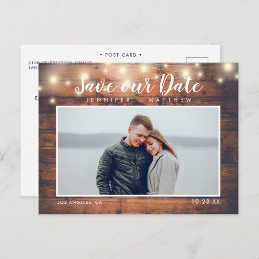 木の素朴弦の光が日付を保存 案内ポストカード