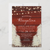 木の素朴弦ライトツリー結婚式のレセプション 招待状 (正面)