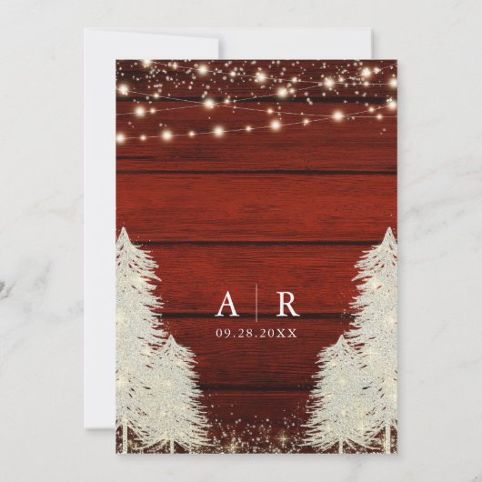 木の素朴弦ライトツリー結婚式のレセプション 招待状 (裏面)