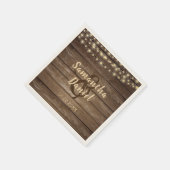 木の素朴文字列ライトカントリーウェディング スタンダードカクテルナプキン (角)