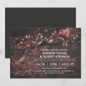 木の素朴文字列ライトフォレストピンク結婚ズ 招待状 (正面/裏面)