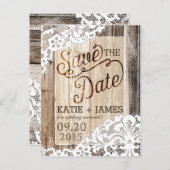 木の素朴板とレース日付を保存 案内ポストカード (正面/裏面)