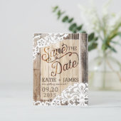 木の素朴板とレース日付を保存 案内ポストカード (スタンド正面)