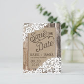 木の素朴板とレース日付を保存 案内ポストカード (スタンド正面)