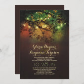 木の素朴枝と弦の結婚光 招待状 (正面/裏面)