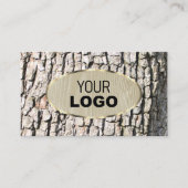 木の素朴樹皮の木目の楕円形の金ゴールドのロ縁どゴ 名刺 (正面)