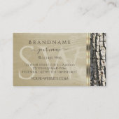 木の素朴樹皮の木目金ゴールドモノグラム華美 名刺 (裏面)