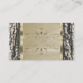 木の素朴樹皮の木目金ゴールドモノグラム華美 名刺 (正面)