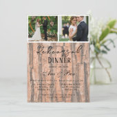 木の素朴樹皮の結婚写真リハーサル夕食会 招待状 (スタンド正面)