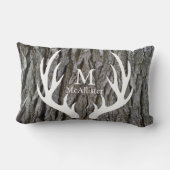 木の素朴樹皮カントリーディア〔雄ジカの〕枝角パーソナライズされた ランバークッション (裏面)