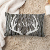 木の素朴樹皮カントリーディア〔雄ジカの〕枝角パーソナライズされた ランバークッション (ブランケット)