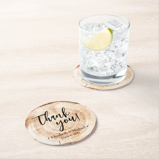 木の素朴樹皮ディスクありがとうありがとうござ結婚う ラウンドペーパーコースター (インサイチュ)