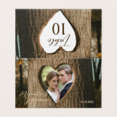 木の素朴樹皮ハート写真テーブル番号カード (外部フラット)