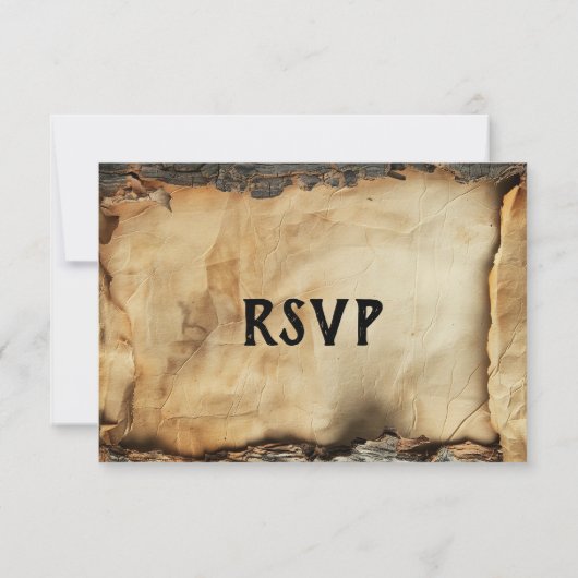 木の素朴樹皮パーチメント紙ウェディングRSVP 招待状 (裏面)