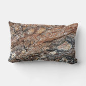 木の素朴樹皮フォトブラックブラウン模様自然 ランバークッション (裏面)