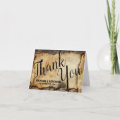 木の素朴樹皮ヴィンテージ羊皮紙紙結婚の カード (正面)