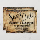 木の素朴樹皮ヴィンテージ羊皮紙紙結婚の ポストカード (正面/裏面)