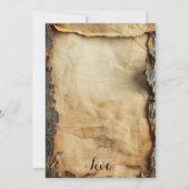 木の素朴樹皮ヴィンテージ羊皮紙紙結婚の 招待状 (裏面)