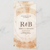 木の素朴樹皮名前をカスタムする結婚披露宴 プログラム (正面/裏面)