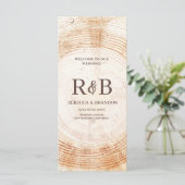 木の素朴樹皮名前をカスタムする結婚披露宴 プログラム (スタンド正面)