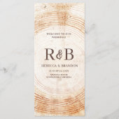 木の素朴樹皮名前をカスタムする結婚披露宴 プログラム (正面)