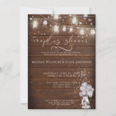 木の素朴瓶の弦がBarefootBride™ 招待状 (正面)