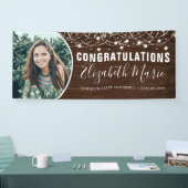 木の素朴糸のライトのグラデーション写真卒業 横断幕 (トレードショー)