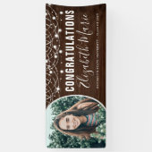 木の素朴糸のライトのグラデーション写真卒業 横断幕 (縦)