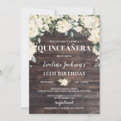 木の素朴緑の白いフローラボホキンチェニェラ 招待状 (正面)