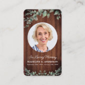 木の素朴緑の葬儀祈りの言葉カードメモリアル コーリングカード (正面)