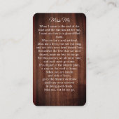 木の素朴緑の葬儀祈りの言葉カードメモリアル コーリングカード (裏面)