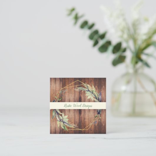 木の素朴緑 スクエア名刺 (スタンド正面)