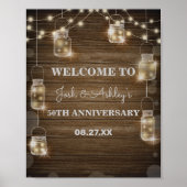 木の素朴背景光ガラス瓶の記念日 ポスター (正面)