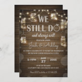 木の素朴背景光ガラス瓶の記念日 招待状 (正面/裏面)