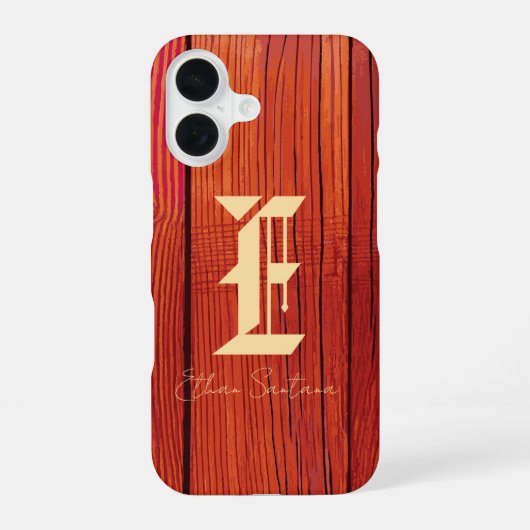 木の素朴質感モノグラム iPhone 16ケース (裏面)