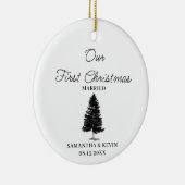 木の結婚した初めてのクリスマスのミセス結婚ズ セラミックオーナメント (右)