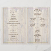 木の結婚式のプログラムにレースリボン&ひまわりの花 (裏面)