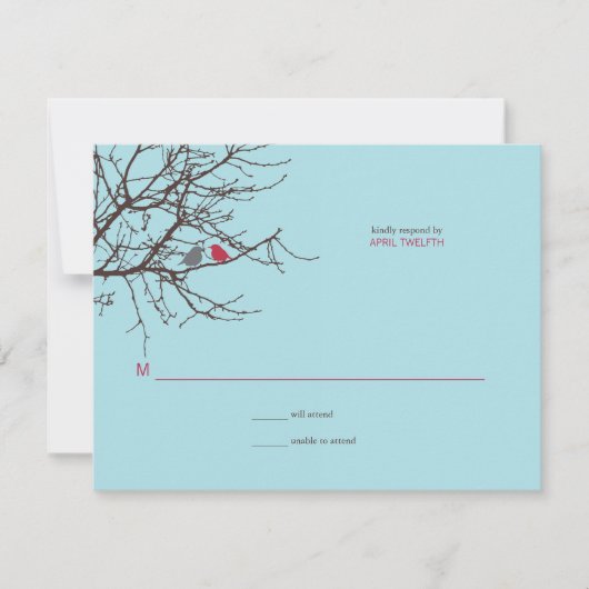 木の結婚式の応答の着席 出欠カード (正面)