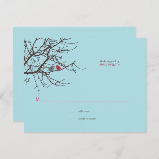 木の結婚式の応答の着席 出欠カード (正面/裏面)