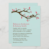 木の結婚式の愛鳥 招待状 (正面/裏面)