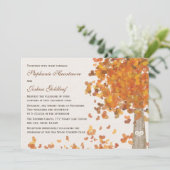 木の結婚式招待状で切り分けられるイニシャル 招待状 (スタンド正面)