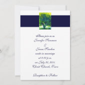 木の結婚式招待状海軍白の背部 招待状 (裏面)