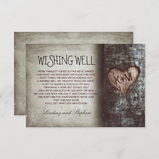 木の結婚願い清々しいカード エンクロージャーカード (正面/裏面)