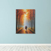 木の絵を描付いた道のカップル歩く キャンバスプリント (インサイチュ (ウッドフロア))