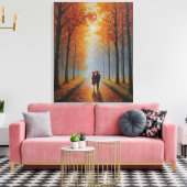 木の絵を描付いた道のカップル歩く キャンバスプリント (インサイチュ (リビング))